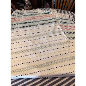 Kensie Home Woven Throw Blanket Multi Color Striped Fringed Boho